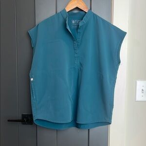 FIGS Rafaela Oversized Scrub Top in Caribbean Blue